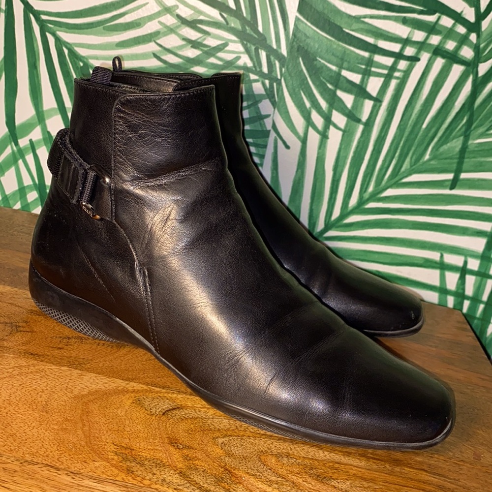 Prada Black Leather Ankle Boots Women’s Size 38.5/8.5